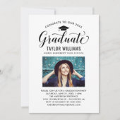 卒業式のカリグラフィー フォト ティール 卒業パーティー 招待状 (正面)