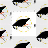 卒業式のキャップと卒業証書 ファブリック (タイル)