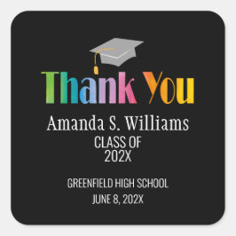 卒業式のキャップをありがとう スクエアシール