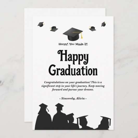 卒業式のグリーティングカード シーズンカード (正面/裏面)