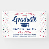 卒業式のコンフェッティ モダン レッド ホワイト ブルー 横断幕 (横)