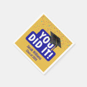 卒業式のサインと帽子の紙吹雪 スタンダードカクテルナプキン (角)