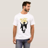 卒業式のシルエット フライングキャップ 喜び Tシャツ (正面フル)