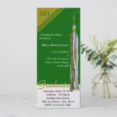 卒業式のタッセル/ ゴールドとグリーン 招待状 (スタンド正面)