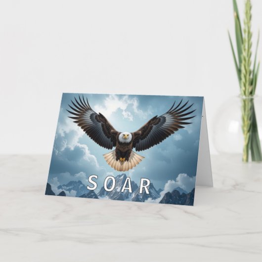 卒業式のハクトウワシ SOAR テキスト カード (正面)