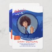 卒業式のパーティーを飛ばす準備ができてい遠くにる 招待状 (正面/裏面)