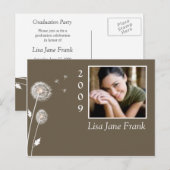 卒業式のポストカード、タンポポ インビテーションポストカード (正面/裏面)