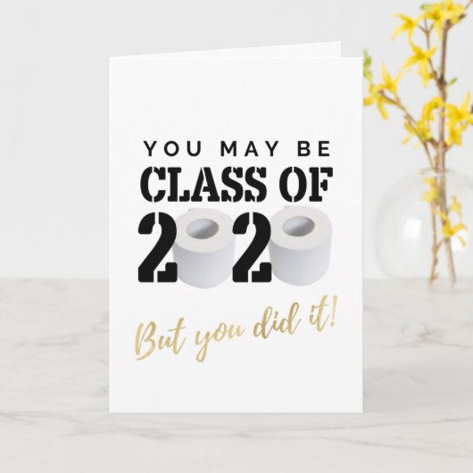 卒業式のユーモアを隔てたおもしろいね カード (黄色い花)