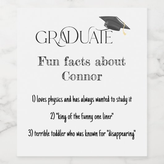 卒業式の上限おもしろい事実 ワインラベル (シングルラベル)