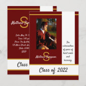 卒業式の伝統的な濃い赤の招待状 招待状 (正面/裏面)