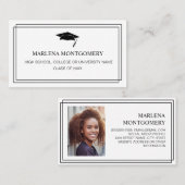 卒業式の写真名カードキャップモダンハットを挿入 コーリングカード (正面/裏面)