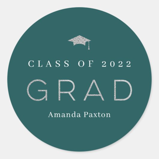 卒業式の卒業式の楽しいシールまたは封筒用シール ラウンドシール (正面)