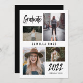 卒業式の卒業発表 招待状 (正面/裏面)