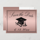 卒業式の卒業証書バラ金ゴールド日付の保存 案内ポストカード (正面/裏面)