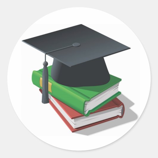 卒業式の帽及び帳簿 ラウンドシール (正面)