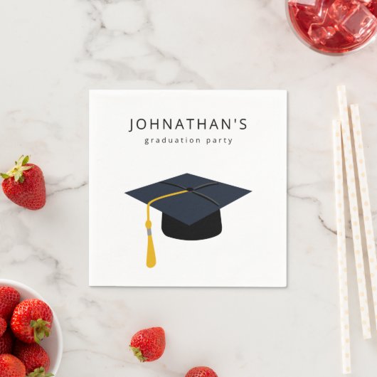 卒業式の帽子と名前パーティーナプキンスV2 スタンダードカクテルナプキン (インサイチュ)