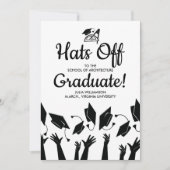 卒業式の帽子を卒業した写真パーティー 招待状 (正面)