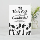 卒業式の帽子を卒業した写真パーティー 招待状 (スタンド正面)