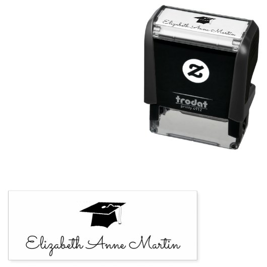 卒業式の帽子、モタルボード、学名 セルフインキングスタンプ (インサイチュ)