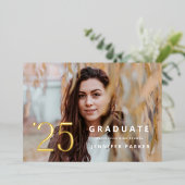 卒業式の年を飾る箔押しカード 箔招待状 (立ち正面)