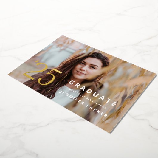 卒業式の年を飾る箔押しカード 箔招待状 (回転した状態)