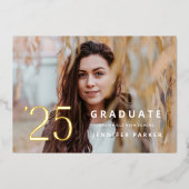 卒業式の年次発表用箔押しカード 箔招待状 (正面)