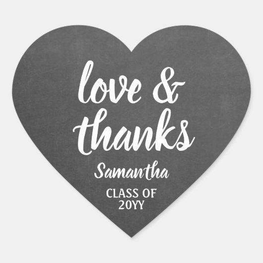 卒業式の愛とスクリプ感謝していトのチャクフェイクボード ハートシール (正面)