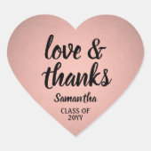 卒業式の愛とピ感謝していック&ブラックフェイクフォイル ハートシール (正面)