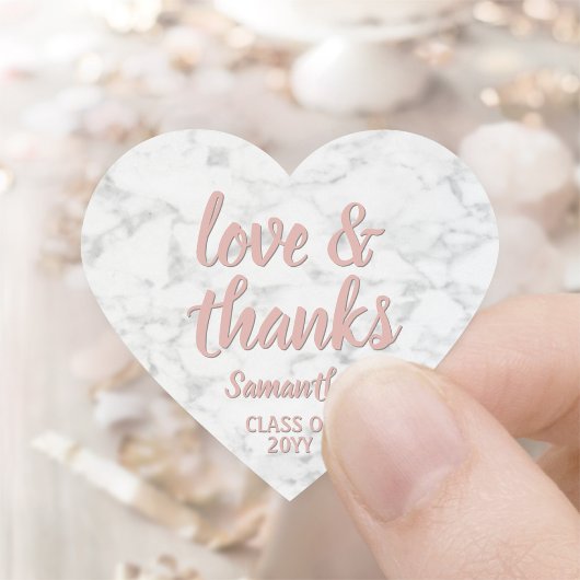 卒業式の愛とピ感謝していンククのスクリプト&大理石 ハートシール