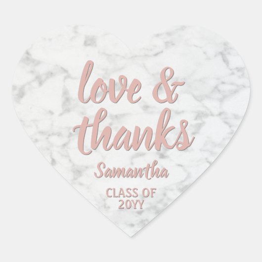卒業式の愛とピ感謝していンククのスクリプト&大理石 ハートシール