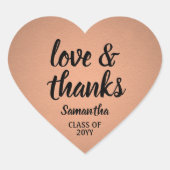 卒業式の愛と感謝していエレガントフェイク銅フォイル ハートシール (正面)