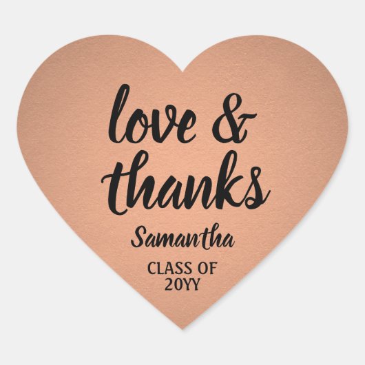 卒業式の愛と感謝していエレガントフェイク銅フォイル ハートシール (正面)