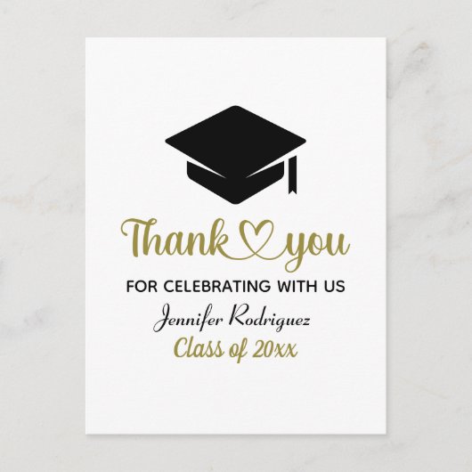 卒業式の愛と感謝してい卒業キャップありがとう ポストカード (正面)