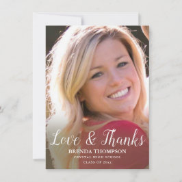 卒業式の愛と感謝してい白文字の写真 サンキューカード