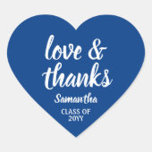 卒業式の愛と感謝してい青エレガント王室の白 ハートシール (正面)