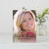 卒業式の愛と感謝してい黒の台本の写真 サンキューカード (スタンド正面)