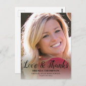 卒業式の愛と感謝してい黒の台本の写真 ポストカード (正面/裏面)