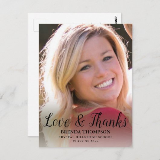 卒業式の愛と感謝してい黒の台本の写真 ポストカード (正面/裏面)