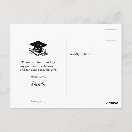 卒業式の愛と感謝してい黒の台本の写真 ポストカード (裏面)
