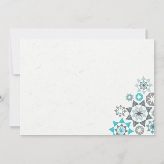 卒業式の手描きシェイプのトロピカーナティール(緑がかった色) サンキューカード (裏面)