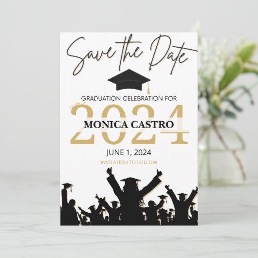 卒業式の招待の日付の保存 招待状 (スタンド正面)