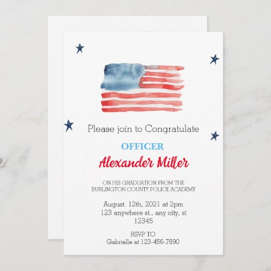 卒業式の招待状または警察の退職 招待状 (正面/裏面)