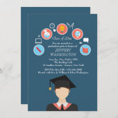 卒業式の招待状（大学・大学院） 招待状 (正面/裏面)