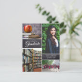 卒業式の招待状、黒板、写真コラージュ 招待状 (スタンド正面)