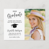卒業式の日付の写真モダン招待状 ポストカード (正面)