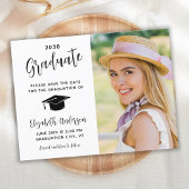 卒業式の日付の写真モダン招待状 ポストカード