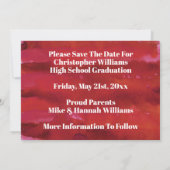 卒業式の日付を保存シンプルするモダンRed Grad セーブザデート (裏面)