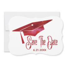 卒業式の日付を保存シンプルするモダンRed Grad