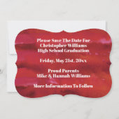 卒業式の日付を保存シンプルするモダンRed Grad セーブザデート (裏面)