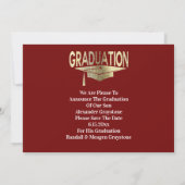 卒業式の日付を赤モダンく保フェイク存 招待状 (裏面)